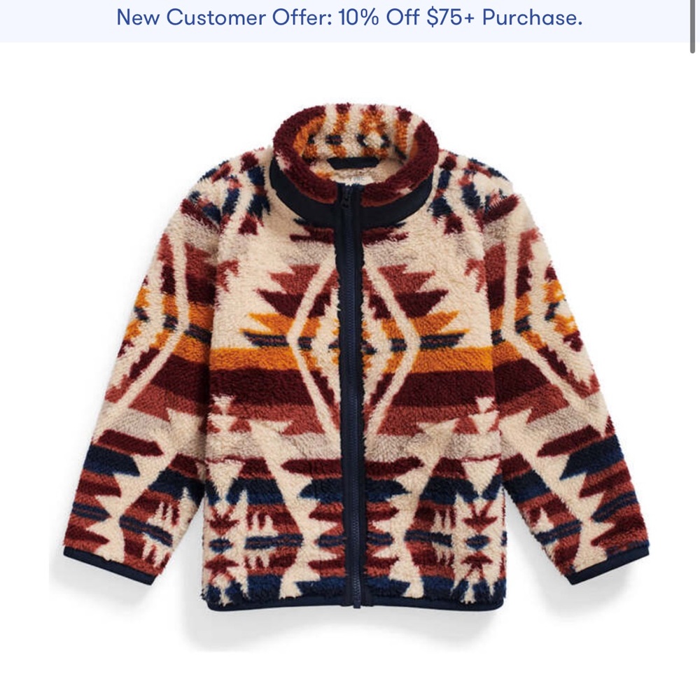 Faherty Kids ThunderVoice Eagle High Pile Fleece Zip Up Jacket | 2T